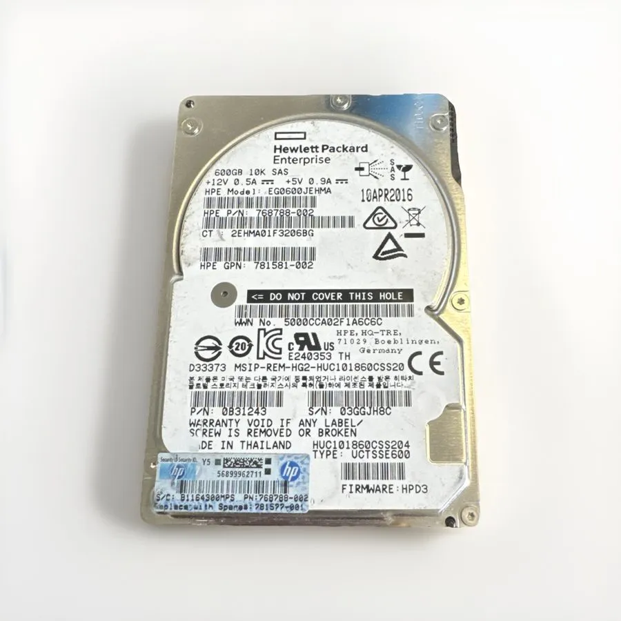 Жёсткий диск HPE EG0600JEHMA HDD 600GB SAS 12Gb/s 2.5" 10K 768788-002 512 b/s