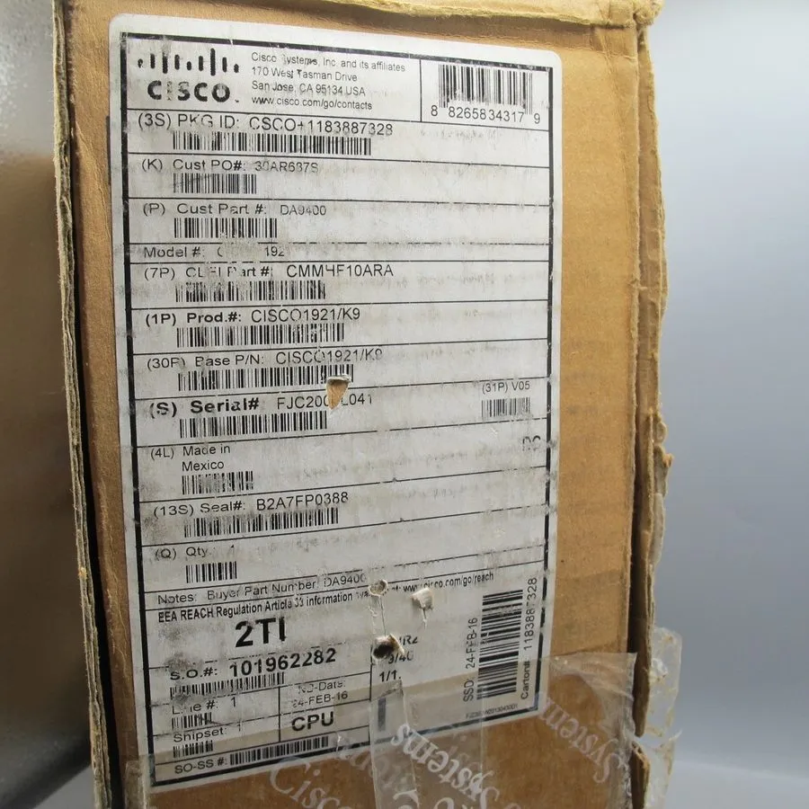Маршрутизатор CISCO CISCO1921/K9 C1921 Modular Router, 2 GE, 2 EHWIC slots, 512D