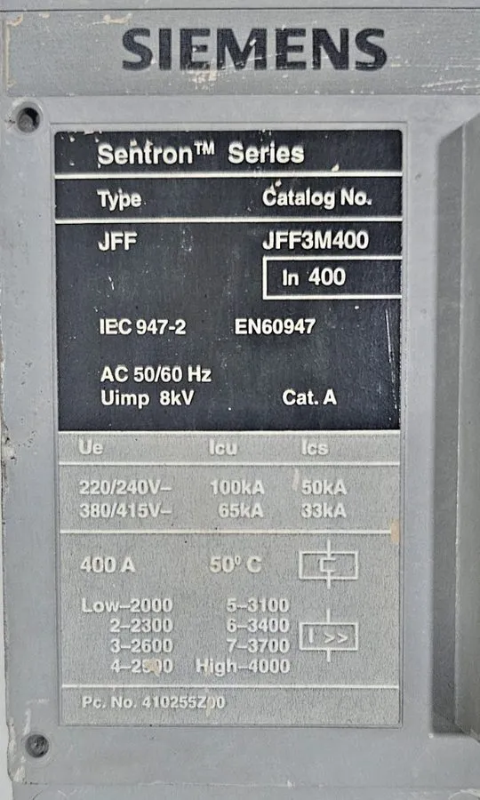 Автоматический выключатель SIEMENS SENTRON SERIES JFF JFF3M400 CIRCUIT BREAKER 4