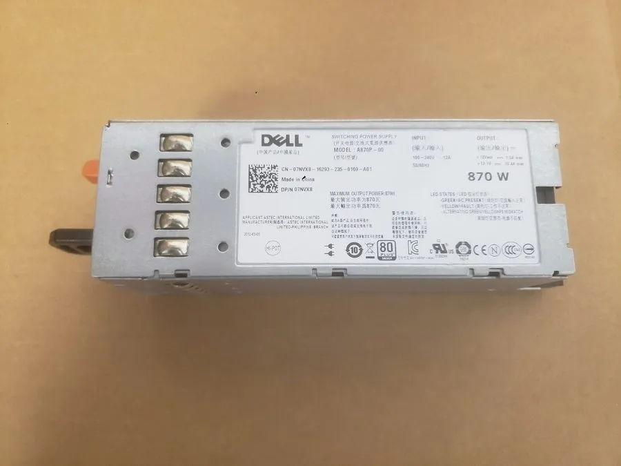 Блок питания Dell PowerEdge Server PSU 870W 80 Plus Hot-Swap 1U A870P-00 07NVX8