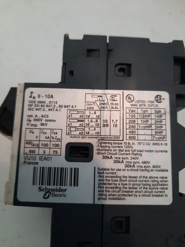 Автоматический выключатель Telemecanique GV2ME14 TeSys Motor Circuit Breaker 6-1