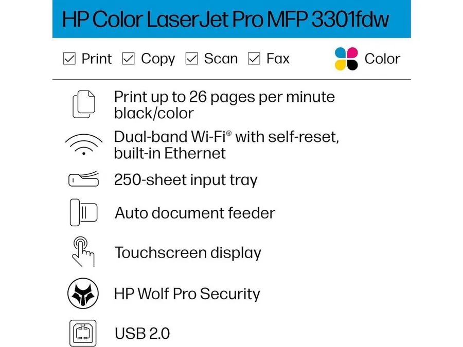 Лазерный принтер HP Color LaserJet Pro MFP 3301fdw Laser Printer, Color Mobile P