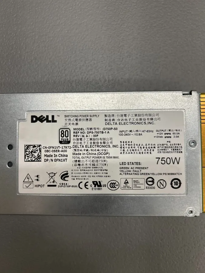 Блок питания Dell 750W Power Supply D750P-S0 DPS-750TB-1 A FN1VT