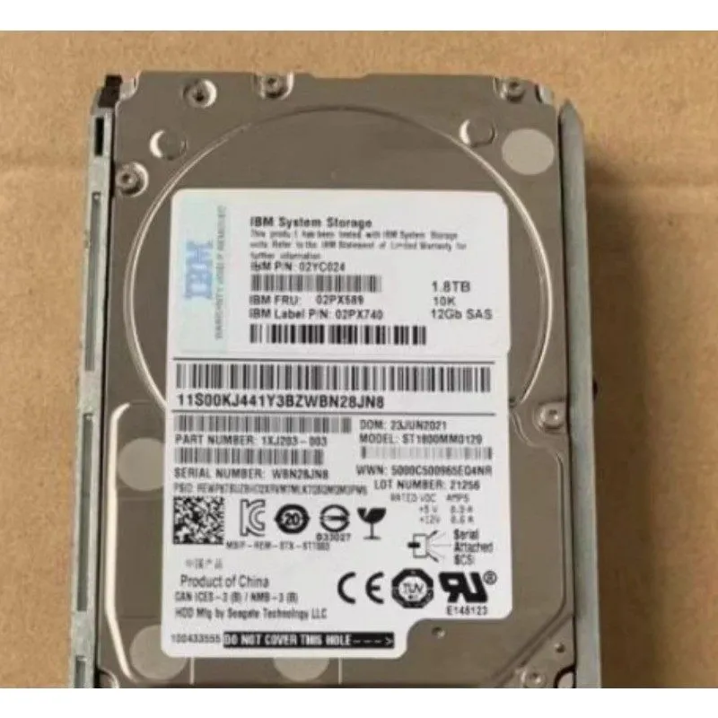 Жёсткий диск IBM 02YC024 02PX589 02PX740 1.8TB 10K SAS 12Gb/s 2.5'' V5000E Hard  — фото лота 1