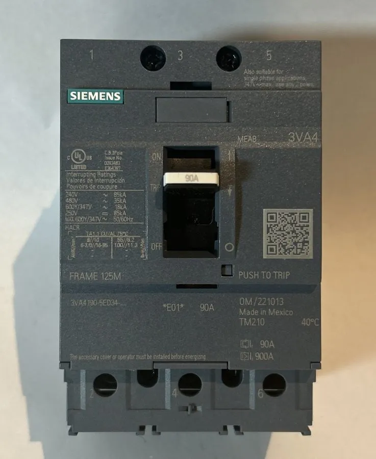 Автоматический выключатель Siemens 3va4190-5ed34-0aa0 90amp circuit breaker type