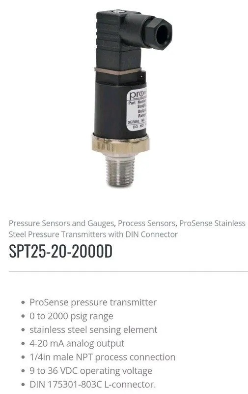 Датчик давления ProSense ▪︎ SPT25-20-0200D ▪︎ Pressure Transmitter《 》AUTOMATION  — фото лота 2