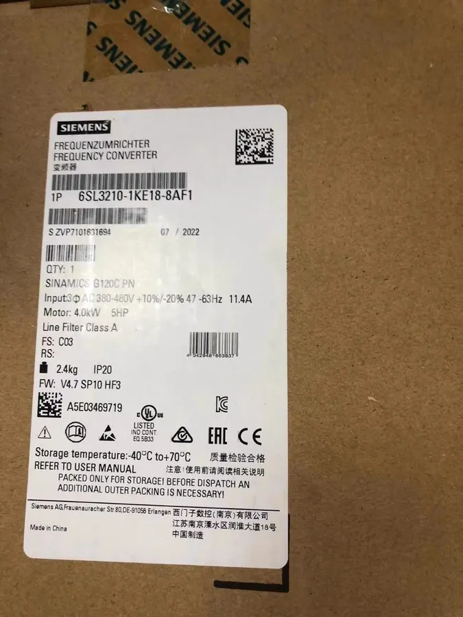 Частотный преобразователь 6SL3 210-1KE18-8AF1 SIEMENS 6SL3210-1KE18-8AF1 SINAMIC