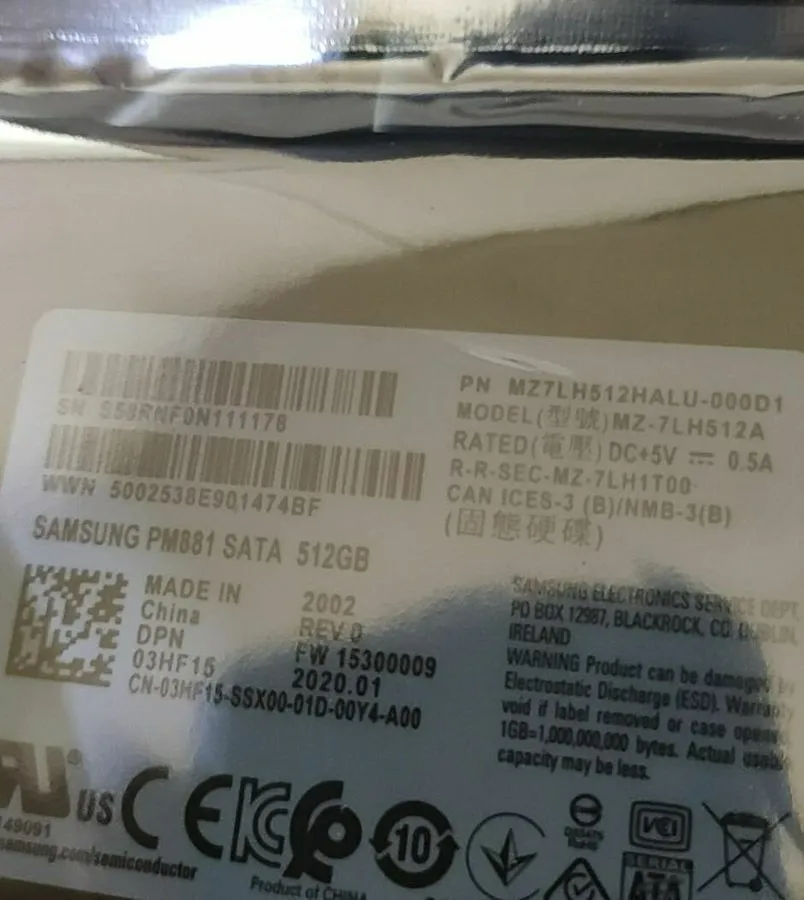 SSD-накопитель Samsung PM881 512Gb SATA 3 2.5in Solid State Drive SSD MZ-7LH512A