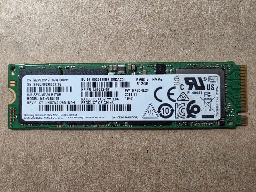SSD-накопитель SAMSUNG PM981A NVME SED 512GB NVME SSD HARD DRIVE #198252
