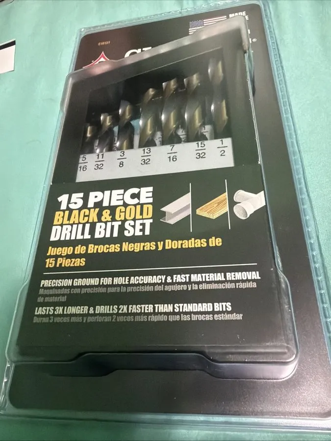 Режущий инструмент CLE-LINE Black And Gold Drill Bit Set #C18131 MADE IN USA — фото лота 1