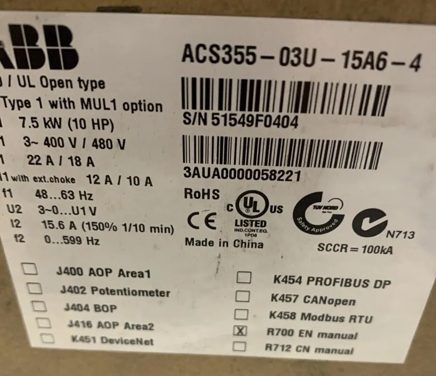 Частотный преобразователь ABB ACS355-03U-15A6-4 DRIVE