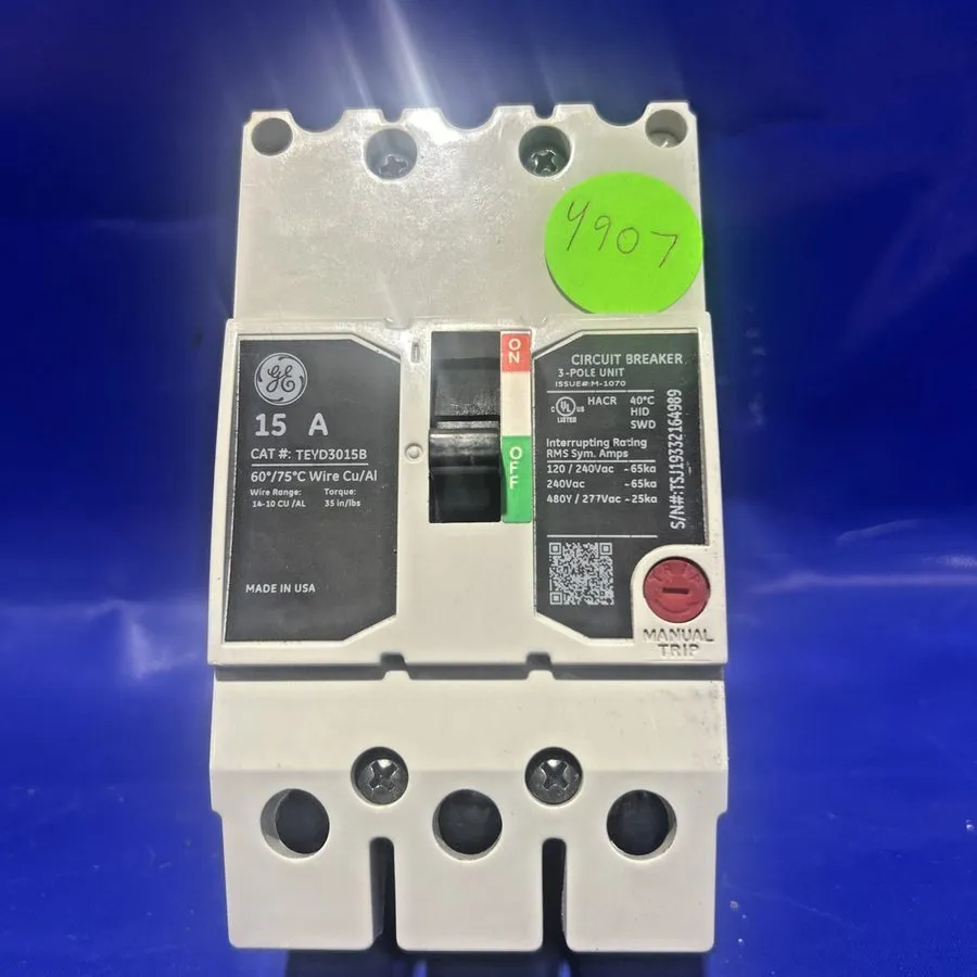 Автоматический выключатель TEYD3015B 15 Amp 480V 3 Pole GE Circuit Breaker🟦
