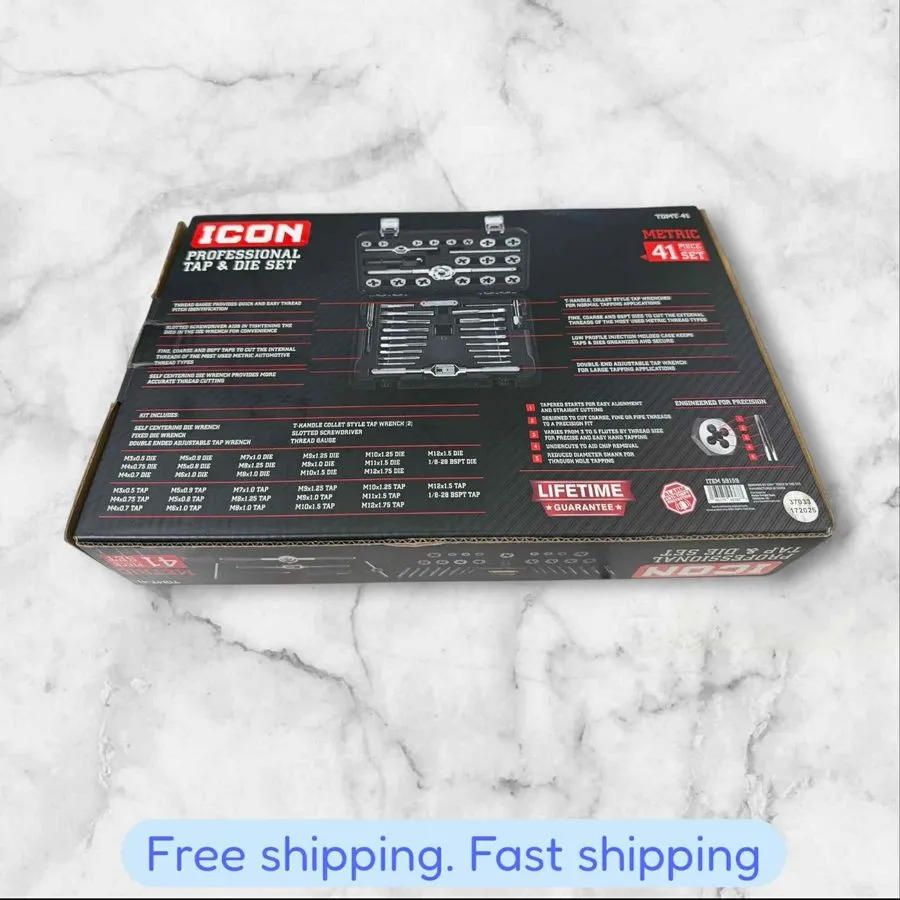 Режущий инструмент ICON Metric Tap & Die Set 41-Piece Tungsten Molybdenum Steel 