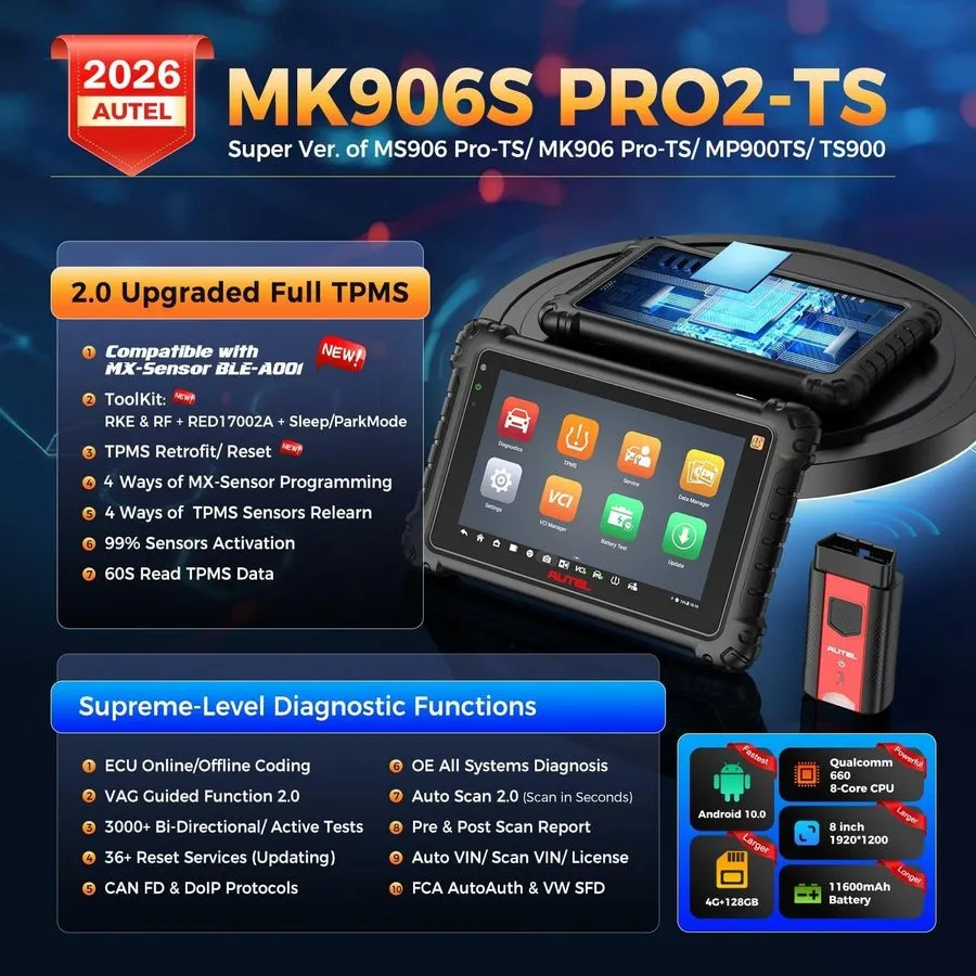 Диагностический сканер Autel MaxiSys MK906S PRO2-TS Car Diagnotic Scanner TPMS P