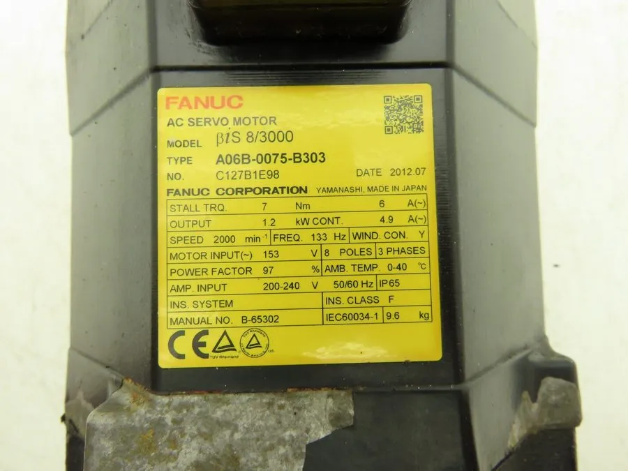 Серводвигатель Fanuc A06B-0075-B303 AC Servo Motor 1.2kw 153V 2000rpm
