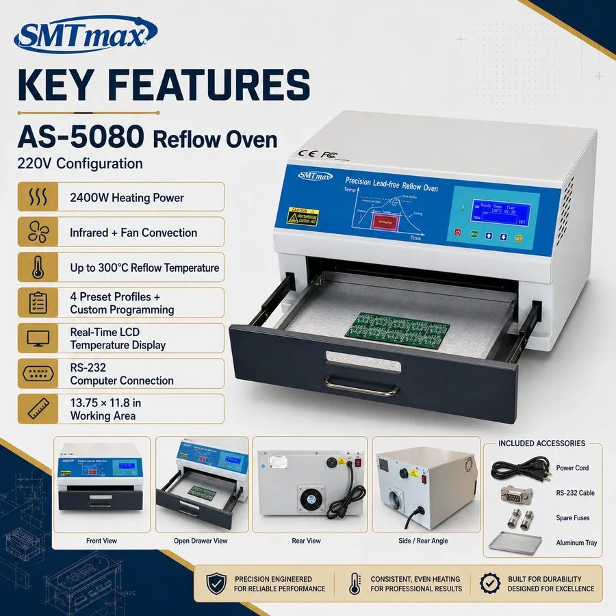 Паяльное оборудование 2400W Infrared Convection Reflow Oven 13.75in RS-232 220V 