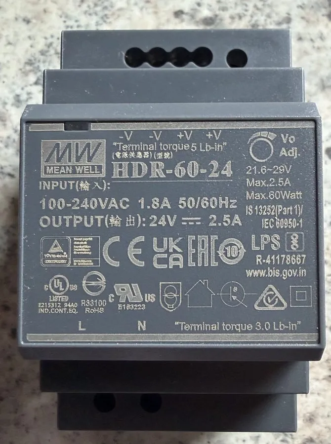 Блок питания DIN Rail Power Supply 100-240VAC 1.8A 50/60Hz Mean Well HDR-60-12