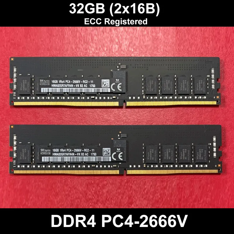 Модуль памяти 32GB (2X16GB) DDR4 SK HYNIX 1RX4 PC4-2666V ECC REG SEVER RAM