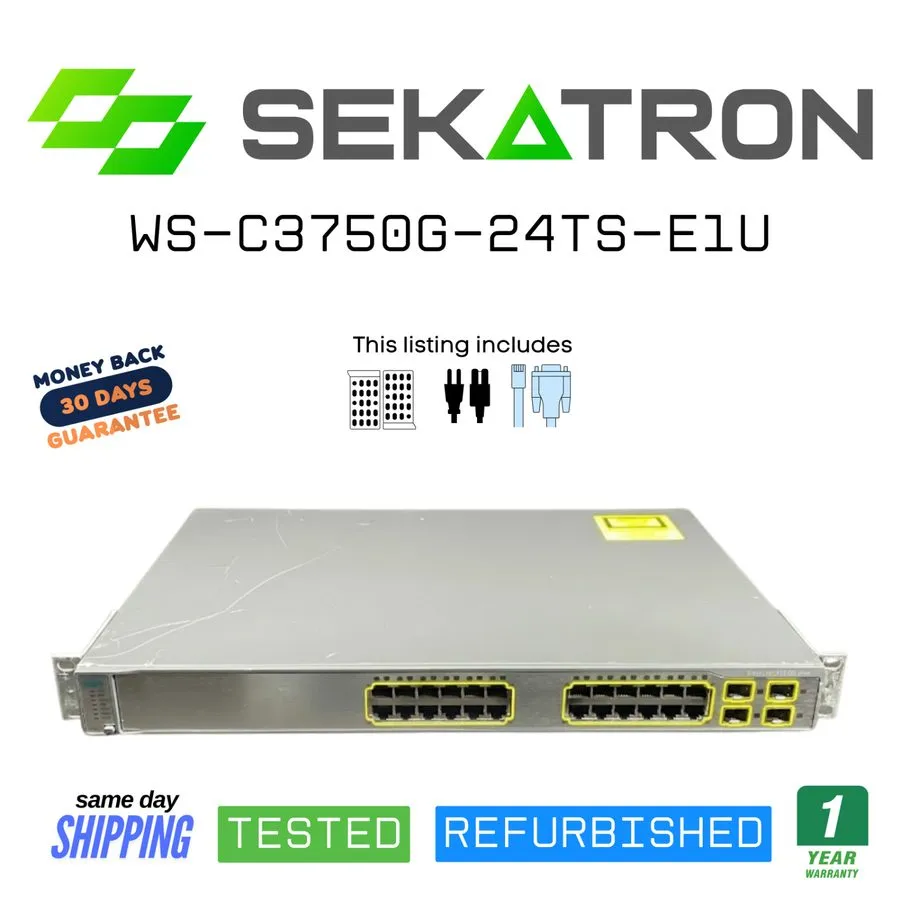 Коммутатор Cisco WS-C3750G-24TS-E1U 24 Port Ethernet Gigabit Switch. 90 Day's . 