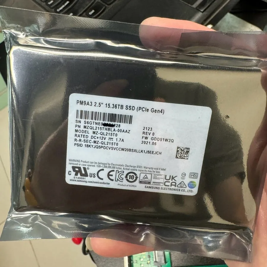 SSD-накопитель Samsung PM9A3 15.36TB Nvme 2.5inch U.2 SSD MZ-QL215T0 15TB 100% g