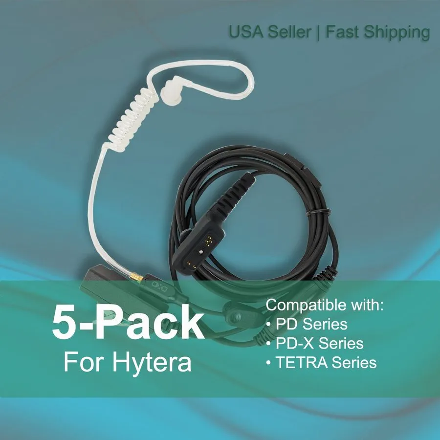 Гарнитура 5x Acoustic (2-Wire) Tube PTT Earpiece для Hytera Radios PD700 PT560 P