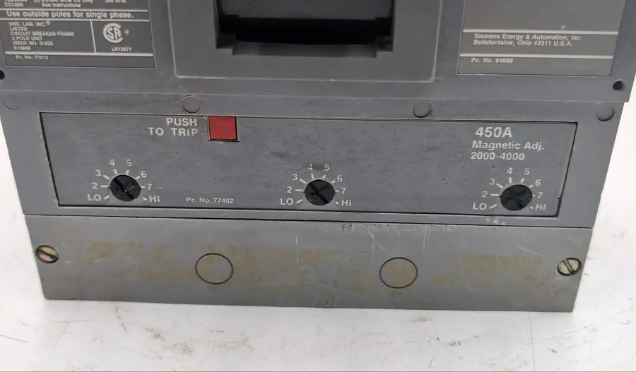 Автоматический выключатель Siemens HLD63B450 / HLD63F600 Sentron Series 450A 600 — фото лота 1