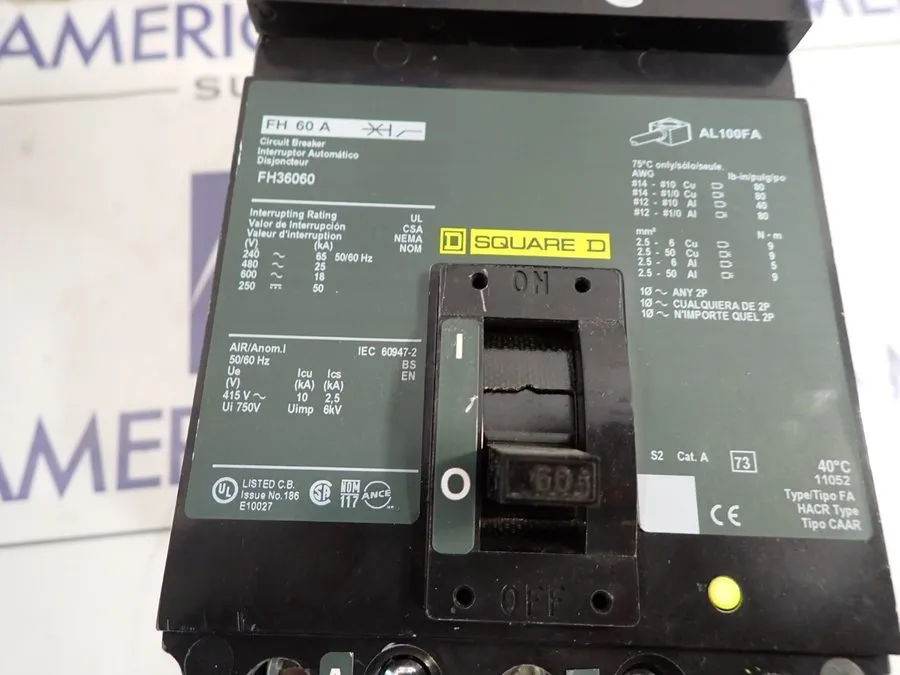 Автоматический выключатель Square D Circuit Breaker FH36060 60A 3 Pole 25kA @ 48