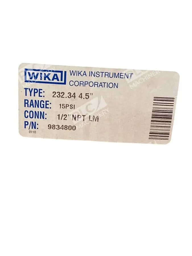 Трубопроводная арматура Wika Instrument Corp 232.34 4.5" 15PSI 1/2"NPT LM Pressu — фото лота 1