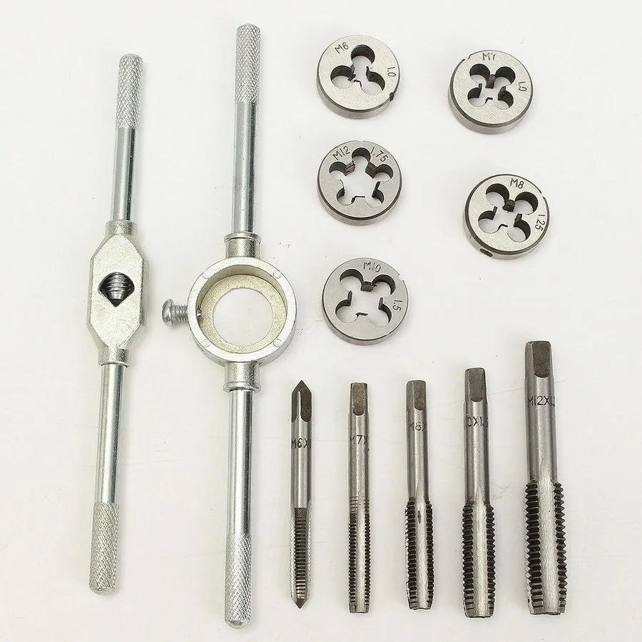 Режущий инструмент Tap And Die Set Metric Wrench Cuts M6-M12 Bolts Hard Case ENG