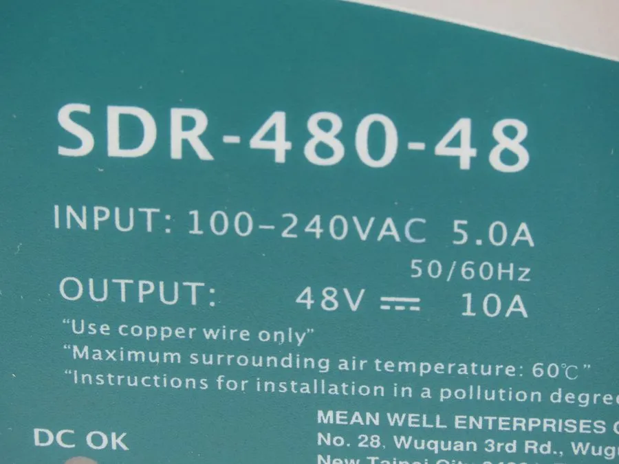 Блок питания Mean Well SDR-480-48 DIN Rail Power Supply 48V 10A 480W High Effici
