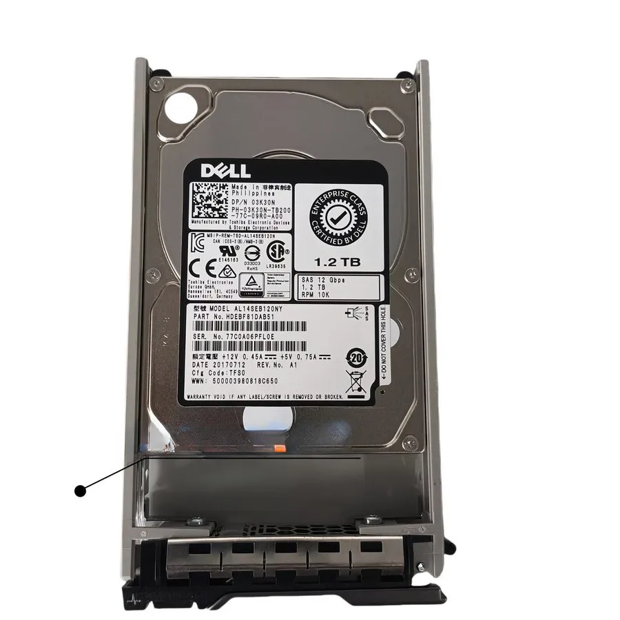 Сервер Dell 03K30N AL14SEB120NY 1.2TB 10K SAS 12Gbps 2.5" Server HDD,90%+Health