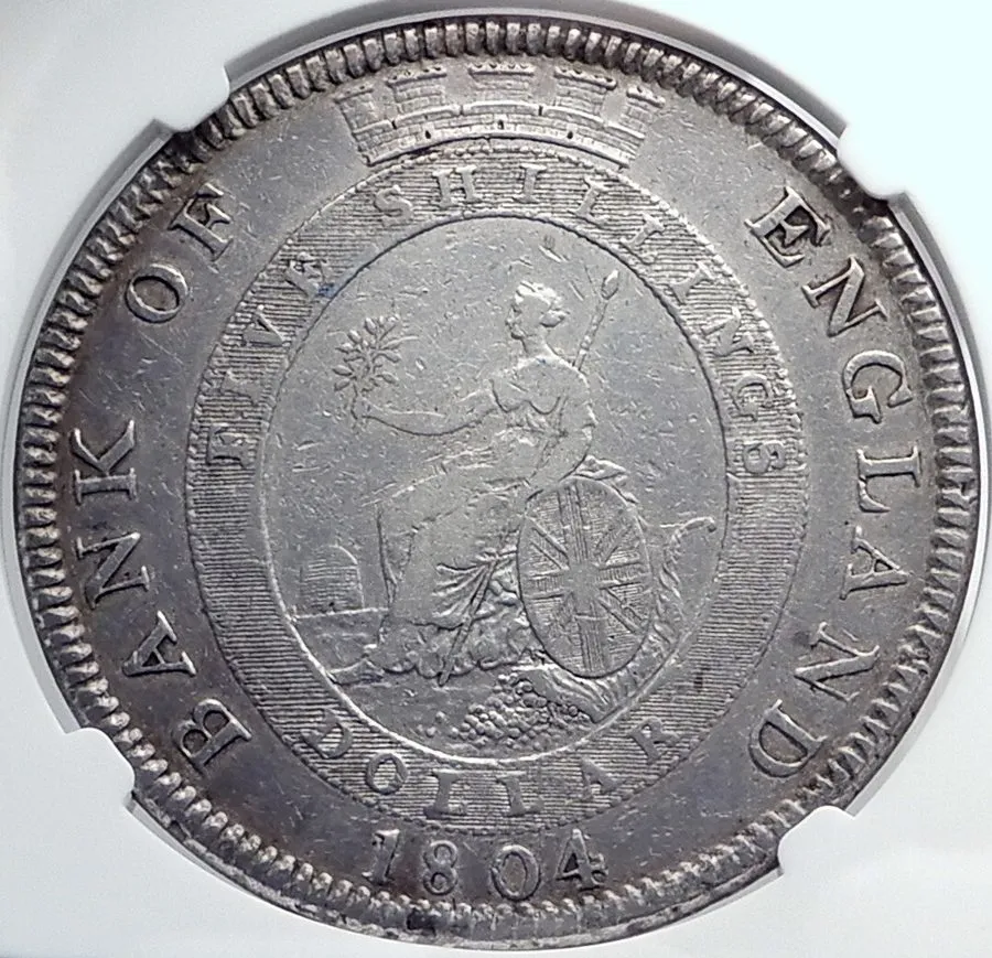 Лабораторный прибор 1804 GREAT BRITAIN UK George III Silver BANK DOLLAR 5 Shilli — фото лота 1