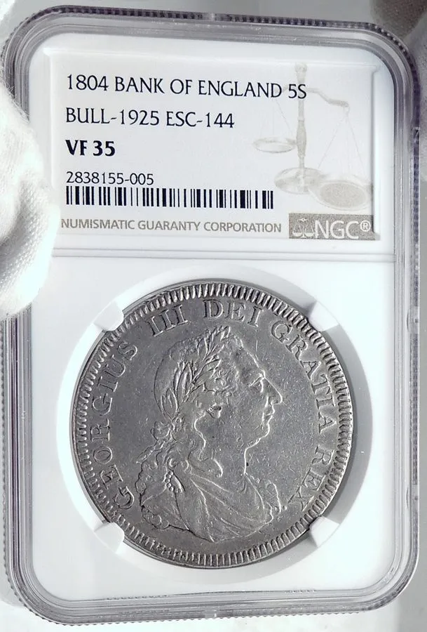 Лабораторный прибор 1804 GREAT BRITAIN UK George III Silver BANK DOLLAR 5 Shilli — фото лота 2