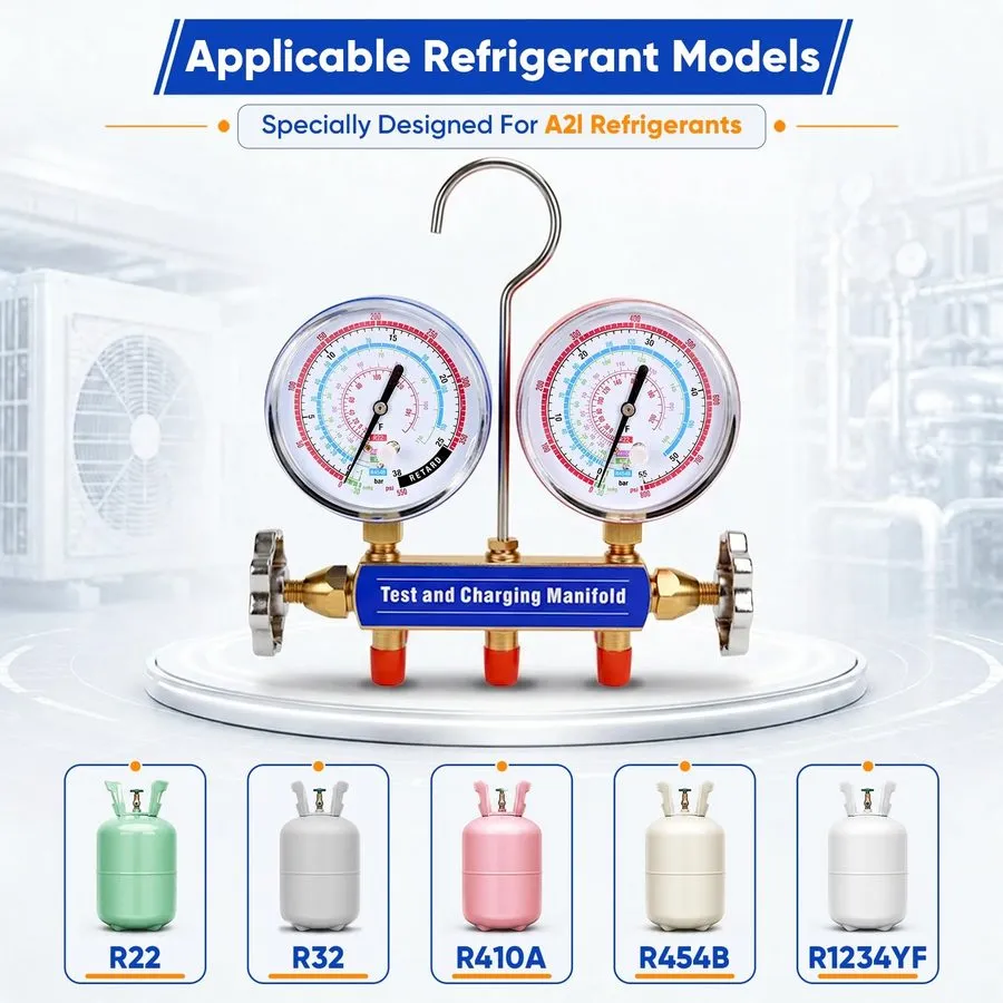 Манометрический коллектор Zgrao 42036 2-Valve HVAC Manifold Gauge Set для A2L Re — фото лота 1