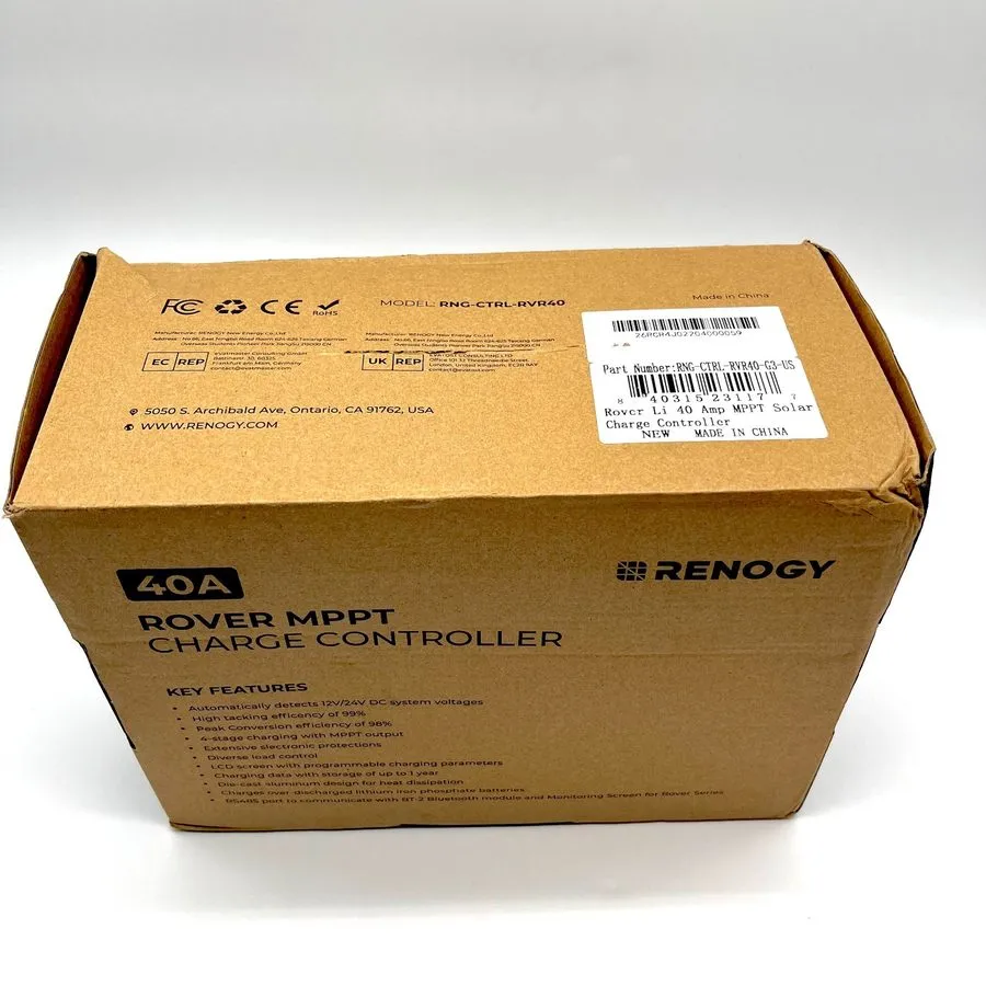 Аккумулятор Renogy Rover 40A MPPT 12V/24V Solar Charge Controller Model RNG-CTRL — фото лота 1