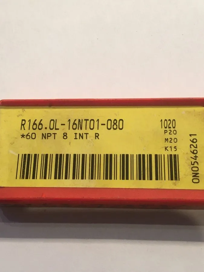 Режущий инструмент SANDVIK R166.OL-16NT01-080 8P NPT INT 1020 THREADING INSERT — фото лота 2