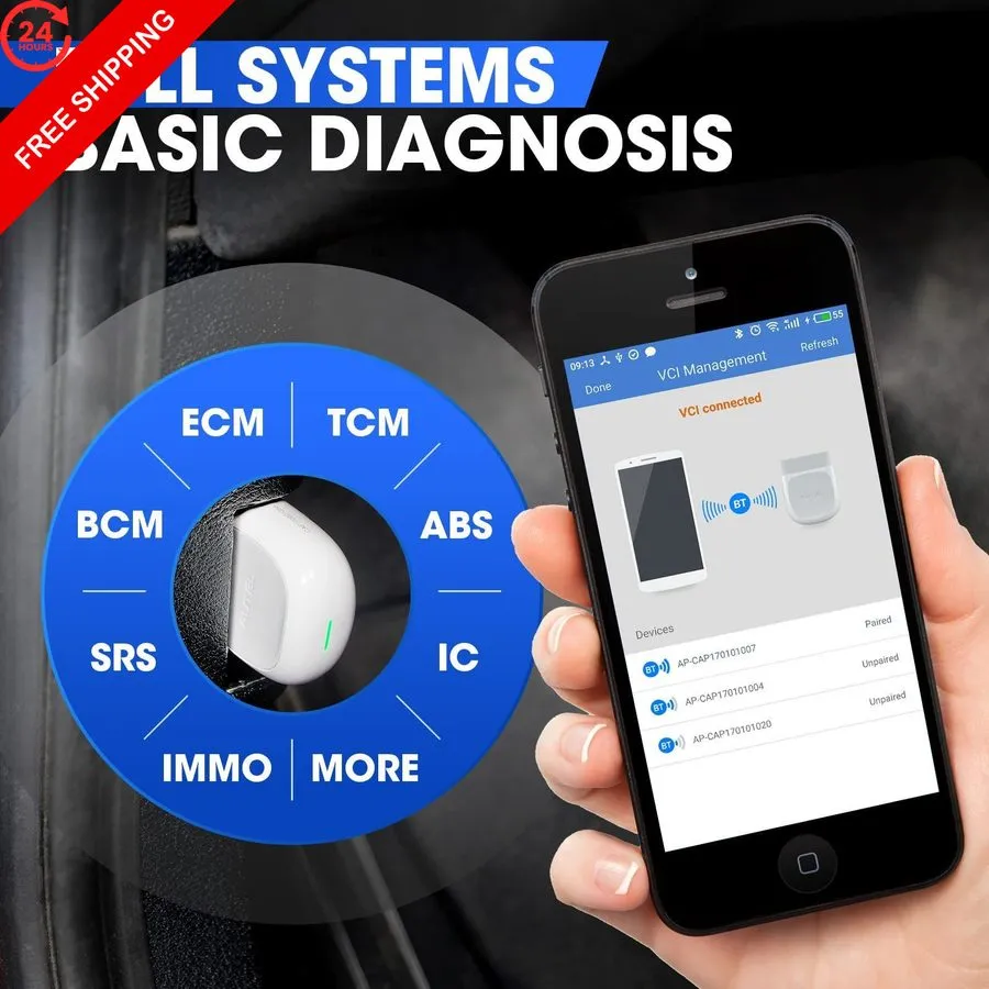Диагностический сканер Autel MaxiAP AP200 OBD2 Scanner Bluetooth, Wireless Scann