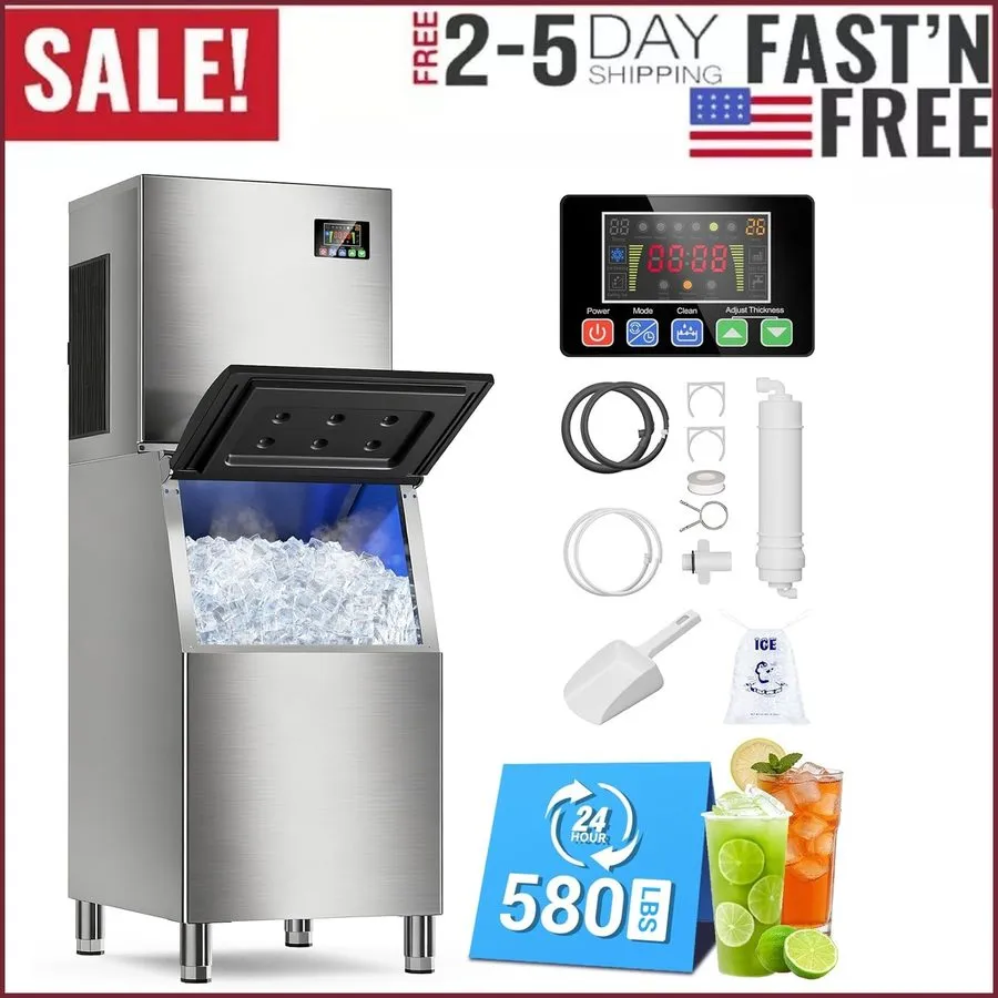 Льдогенератор Commercial Ice Machine 580Lbs/24H 400Lbs Storage Capacity