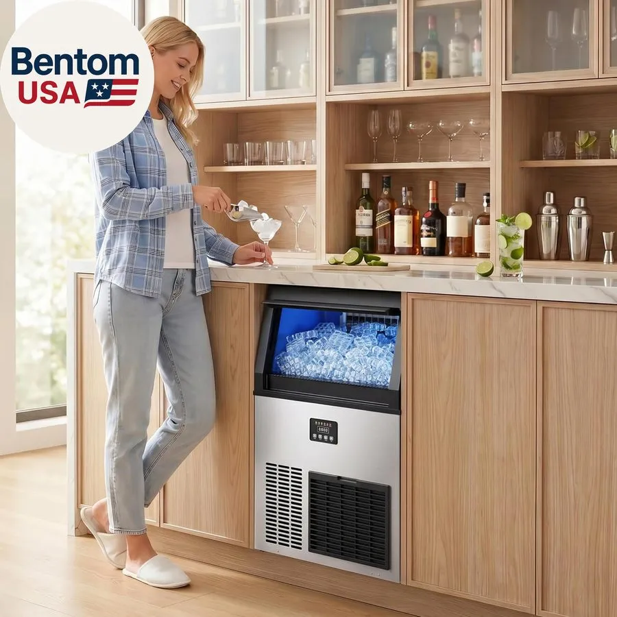 Льдогенератор Commercial Ice Maker Machine 200lbs/Day Ice Cube Machine 40lbs Sto — фото лота 1