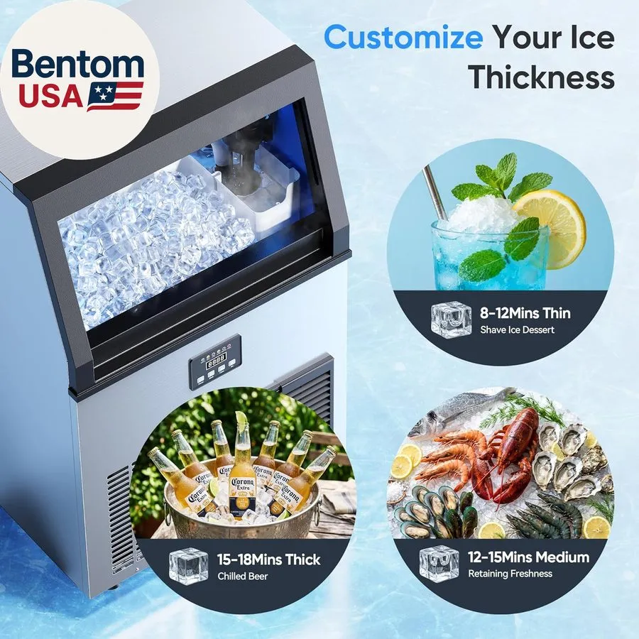 Льдогенератор Commercial Ice Maker Machine 200lbs/Day Ice Cube Machine 40lbs Sto — фото лота 2