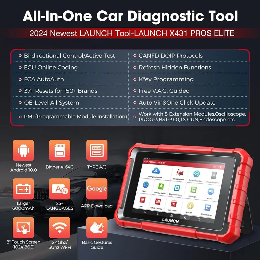 Диагностический сканер LAUNCH X431 PAD V VII X-PROG3 IMMO PLUS Diagnostic Tool K