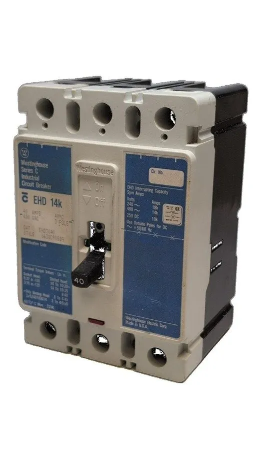 Автоматический выключатель EHD3040 Cutler Hammer 40 Amp 480V 3 Pole Circuit Brea