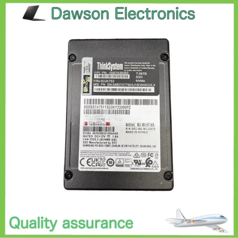 SSD-накопитель 7.68TB Samsung PM1733 SSD DELL 0Y27TR NVME MZ-WLJ7T60 u.2 MZWLJ7T