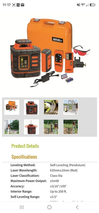 Геодезический прибор Johnson 40-6543 Self ­Leveling Rotary Laser Kit with GreenB