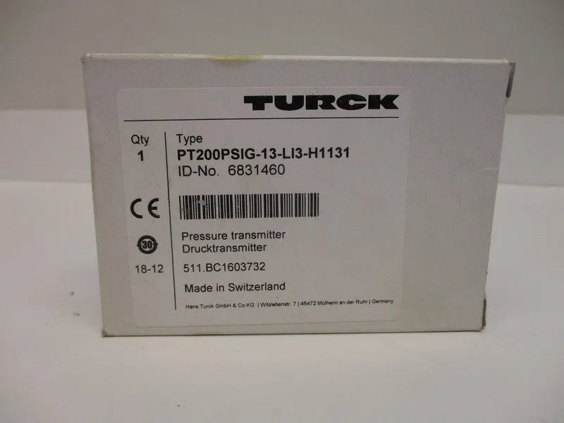 Датчик давления TURCK PRESSURE TRANSMITTER DRUCKTRANSMITTER PT200PSIG-13-L13-H11