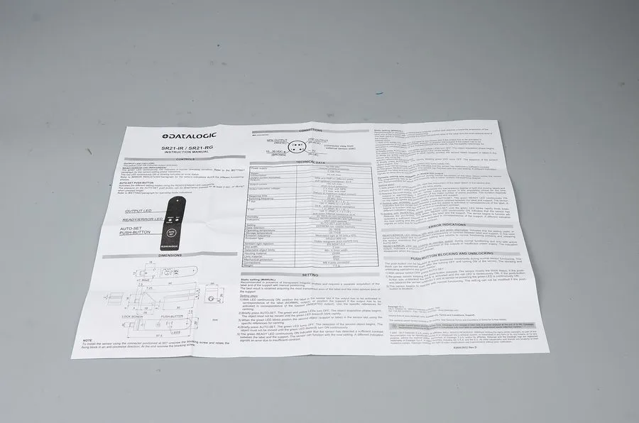 Датчик DATALOGIC SR21-IR Slot Type Sensor — фото лота 1