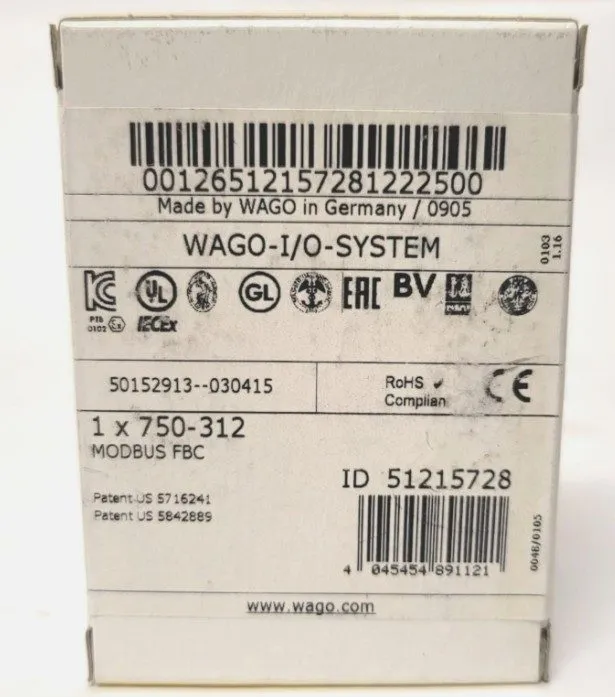 Шлюз полевой шины WAGO 750-312 MODBUS RS485 FIELDBUS COUPLER PLC MODULE
