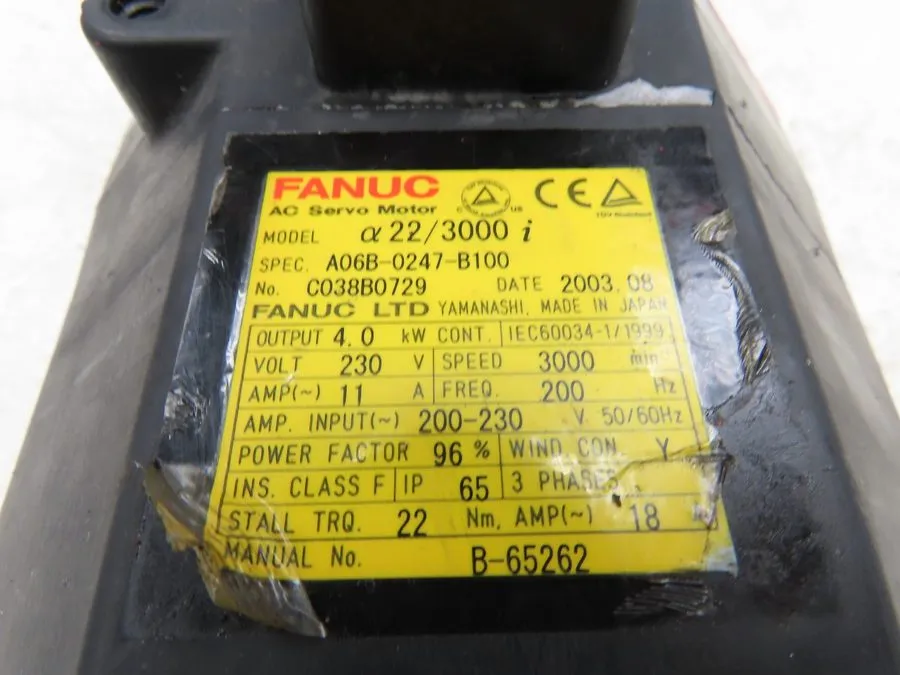 Серводвигатель FANUC A06B-0247-B100 4kW 3000RPM 230V 200Hz AC Servo Motor