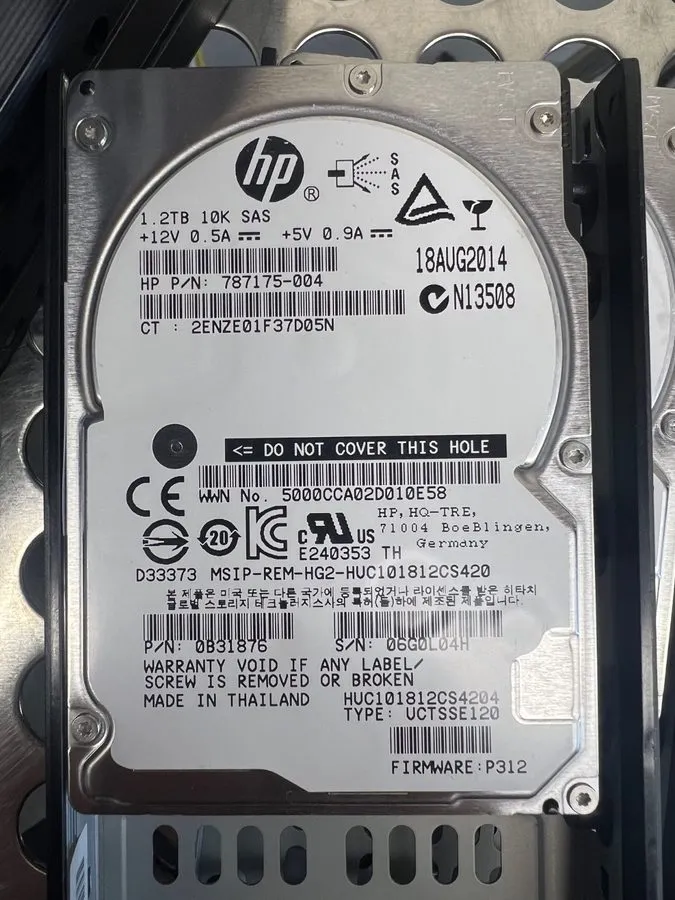 Жёсткий диск HP 787175-004 1.2TB 10K SAS 12Gb/s 2.5" Hard Drive HGST HUC101812CS