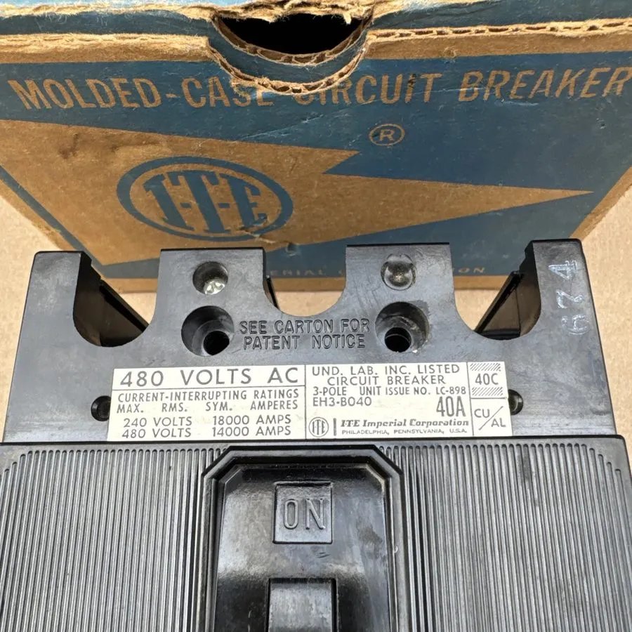Автоматический выключатель ITE EH3-B040 40A 3-Pole 480V Circuit Breaker Imperial